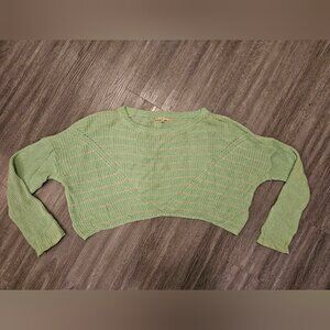 Green Cropped Cozy Sweater